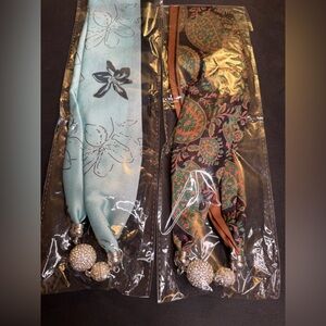 Floral and Paisley Patterned Scarf Necklace with beaded Sparkle Lock design